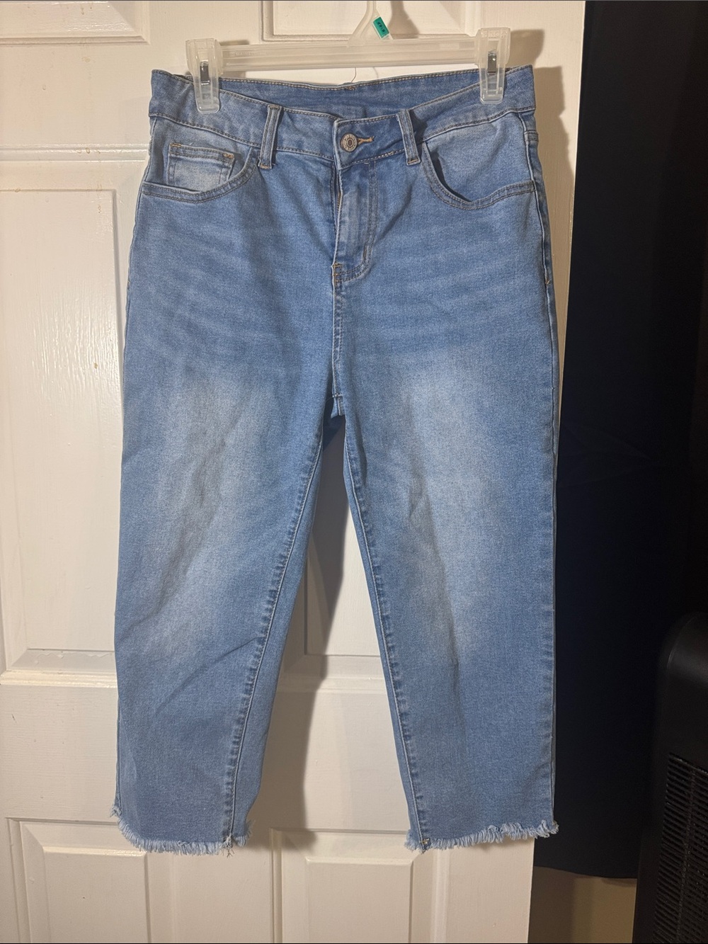 Women's High Waisted Straight Leg Jeans Capri Denim Pants